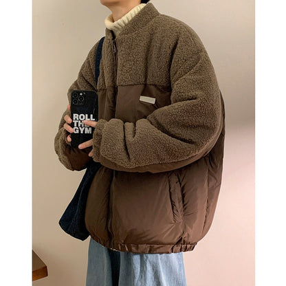 Bonsir Winter Jacket Men Warm Fashion Retro Thicken Lamb Wool Jacket Men Streetwear Korean Loose Oversized Thick Short Coat Mens Parker