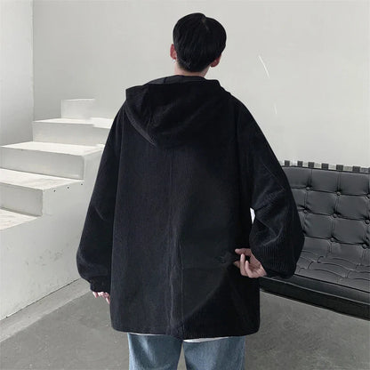 sanyamk  -   Y2k Corduroy Harajuku Hoodies Streetwear Korean Fashion Hooded Hoodie Pocket Casual Oversized Sweatshirts