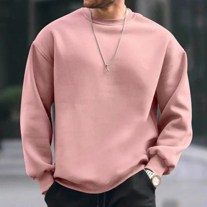 Bonsir Autumn Solid Liner Fleece Sweatshirts Casual Men Long Sleeve O-Neck Pullovers Hoodie Winter Soft Clothing Loose Pullovers