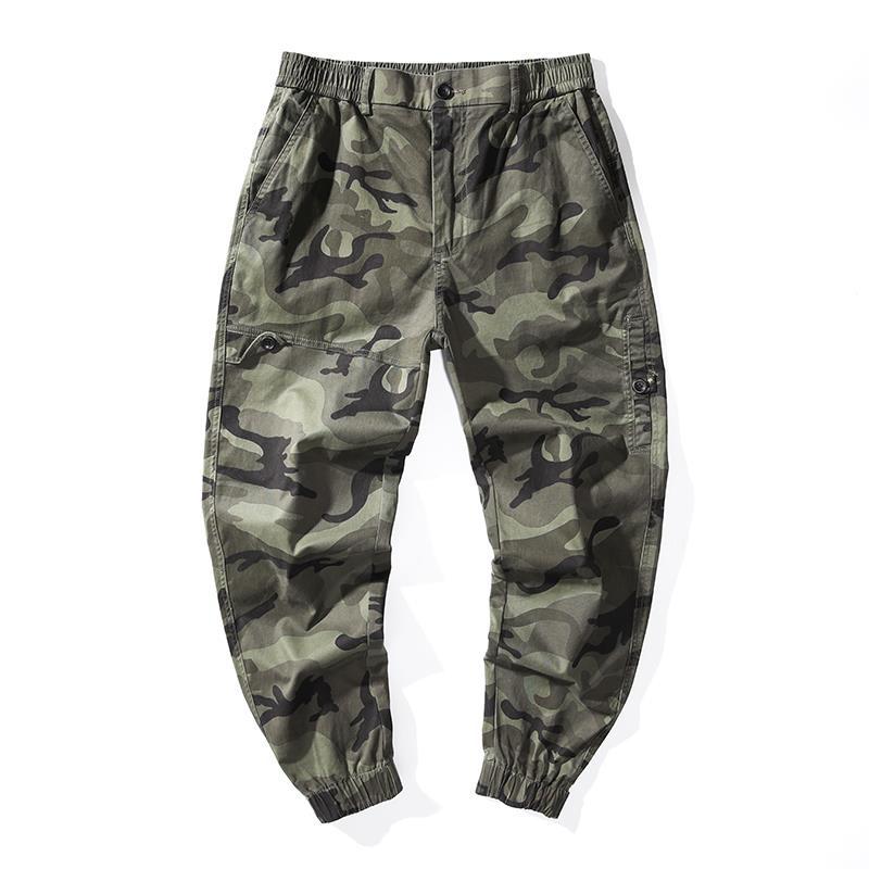 Bonsir Autumn Khaki Cargo Pants For Men New Fashion Handsome Streetwear Loose Casual Army Style Tie Feet Trousers Male Clothing