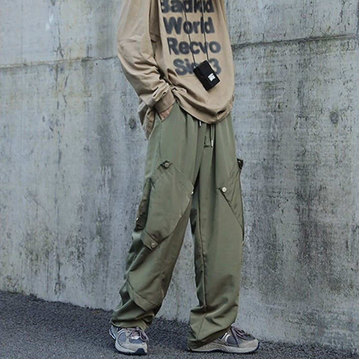 Bonsir High Street Retro Cargo Pants Casual Large Pocket Overalls Men's and Women's New Autumn Loose Straight Tube Wide Leg Trousers