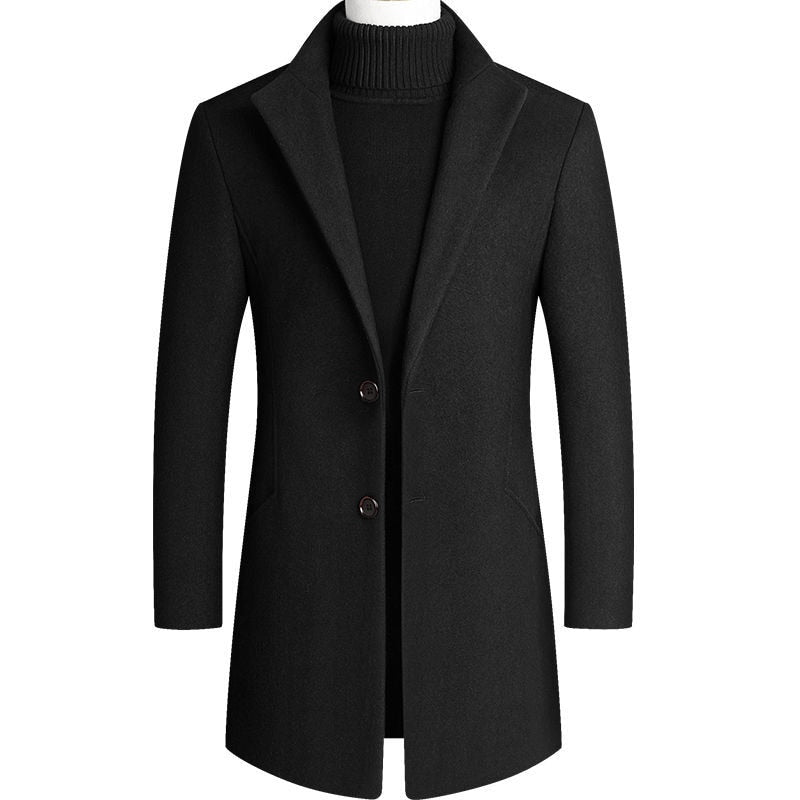 Men Long Trench Coats Cashmere Wool Blends Winter Jackets New Male Warm Long Coats Male Business Casual Trench Coats Size 4XL