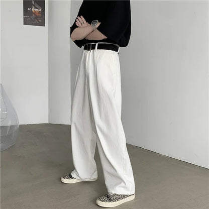 sanyamk White Baggy Jeans Men Oversized Casual Wide Leg Jeans Men Streetwear Korean Loose Straight Jeans Mens Denim Trousers S-3XL