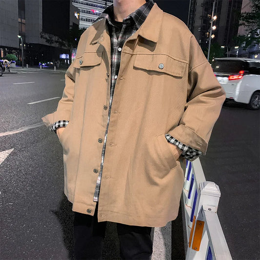 sanyamk Japanese Style Retro Tooling Functional Jackets Coat  Men's Loose Causal High Street Hip-hop Overcoat Men Tops Male Clothes