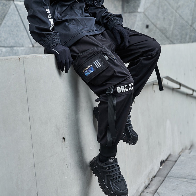 Bonsir Men Cargo Pants Multiple Pockets Casual Pants Streetwear Sweatpant Harajuku Leggings Trousers Hip Hop Overalls Jogger Men Pants