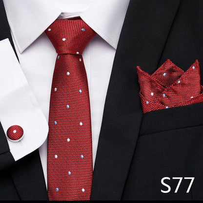 sanyamk Newest design Silk Festive Present Tie Handkerchief Cufflink Set Necktie Man's Plaid Yellow Shirt Accessories