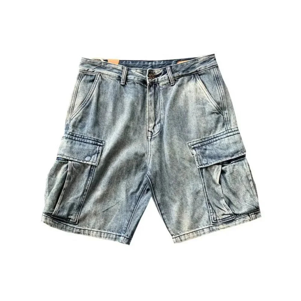 sanyamk Denim Shorts Men Summer Jeans Shorts Korean Fashion Clothing Knee Length Streetwear Bermuda Shorts