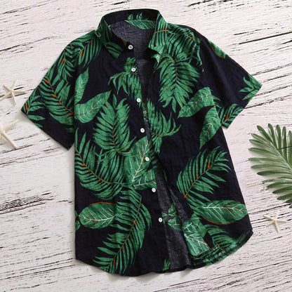 sanyamk Hawaiian Shirts Red Tropical Shirts Floral Men Dazn Tops Summer Casual Short Sleeve Button Shirt Chemise Loose Vacation Beach