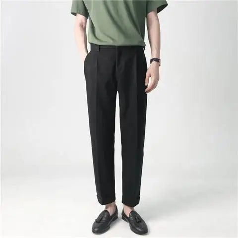 sanyamk Winter Men's Thicken Woolen Clothing Suit Pants Casual Straight Korean Fashion Business Long Trousers Male Clothing L97