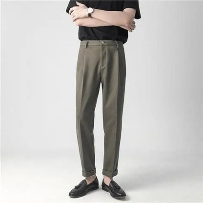 sanyamk Winter Men's Thicken Woolen Clothing Suit Pants Casual Straight Korean Fashion Business Long Trousers Male Clothing L97