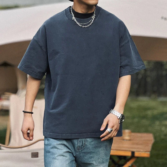 sanyamk  -  Japanese Streetwear High Quality Distressed T-Shirts Harajuku Short Sleeve Men Clothing Summer Korean Trendy Loose Tops Male