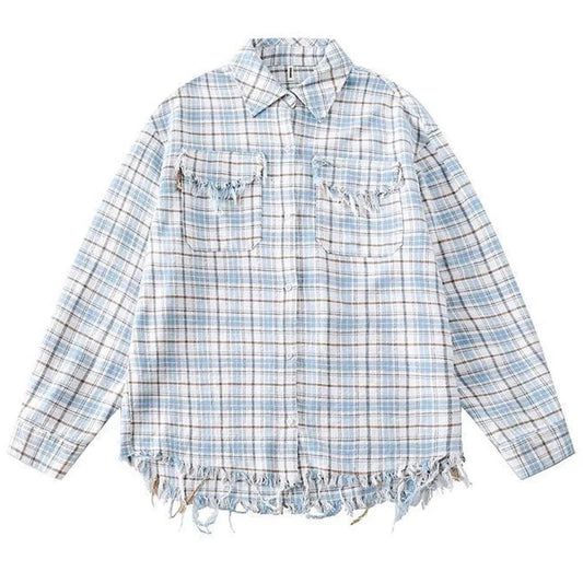 sanyamk 2024 Summer Casual Plaid Print Shirt Men Oversize Turn-down Collar Button Short Sleeve Shirts Streetwear Mens Vintage Cardigans