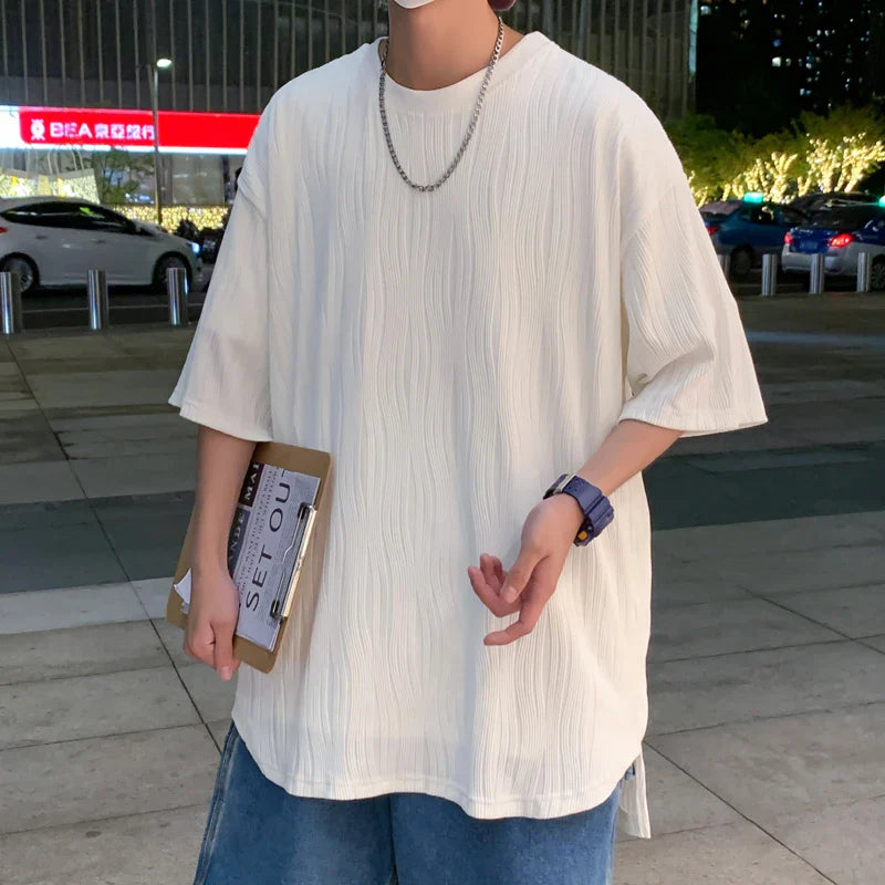 sanyamk  -  Ice Material Korean Fashions Graphic T Shirts Summer Oversized Smooth Streetwear T-shirts Harajuku Casual Tees