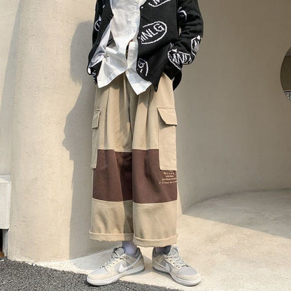 Bonsir Vintage Joggers Loose pantalones Autumn Casual Straight Cargo Pants Homme Korean Fashion Multi-pocket Overalls Trousers