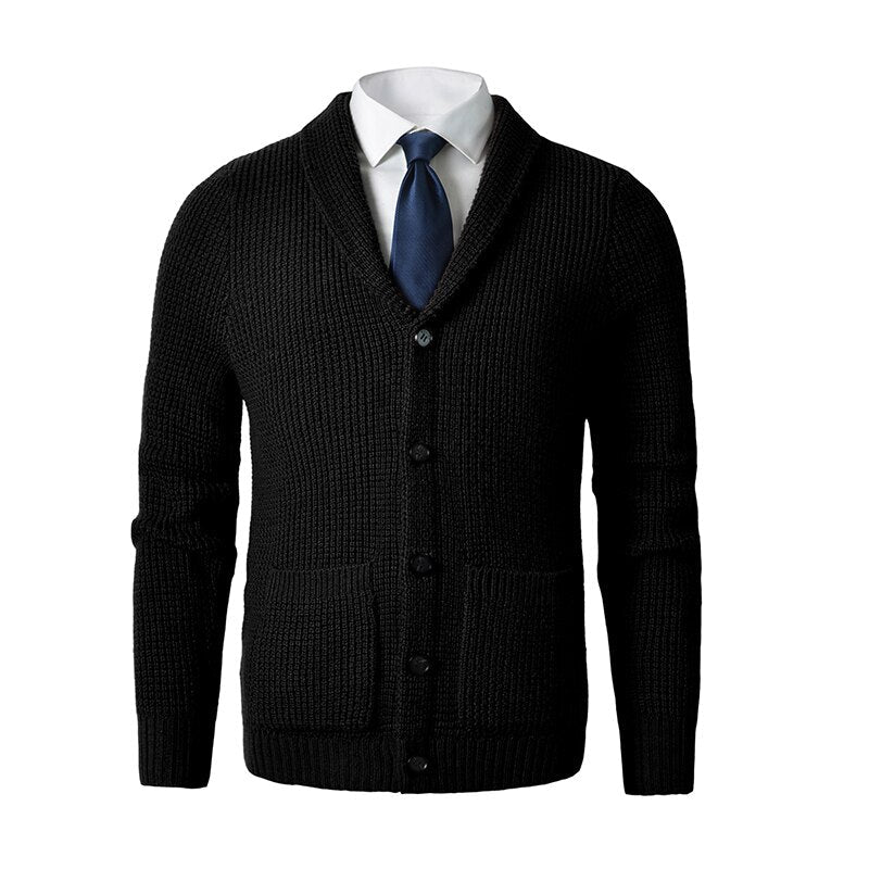 Bonsir High Quality Men's Cardigan Sweater Slim Fit Knitted Ted Button Up Wool Sweater with Pockets Autumn Winter Kitting Sweatercoat