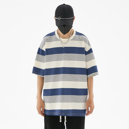 Bonsir Sport Hip Hop Mens Streetwear T-shirts Casual 2023 Summer Short Sleeves Striped Tshirt Tees Oversize 5XL 6XL T Shirt