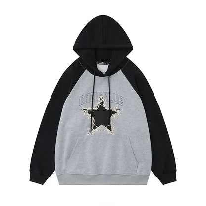 sanyamk Y2K Star Hoodies Sweatshirts for Men Pullovers Hooded Jacket Spring Autumn Loose Tops Male Patchwork Streetwear Casual