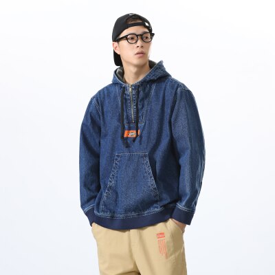 sanyamk spring new hooded sports casual sweater 100% cotton loose Korean style stitching denim jacket jacket brand men's clothing