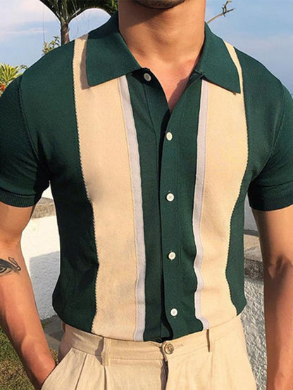 sanyamk trendy mens fashion mens summer outfits dope outfits mens street style mens spring fashion aesthetic outfits menSpring Contrast Striped Lapel Polo Shirt Men Casual Single Breasted Button T-shirt Coat Summer Short Sleeve Man Top Tee Cardigan