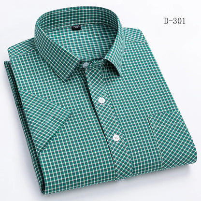 sanyamk Plaid Short Sleeve Shirts For Man Cotton England Preppy Classic Checked Summer New Fashion Clothing Businessman Casual Shirts