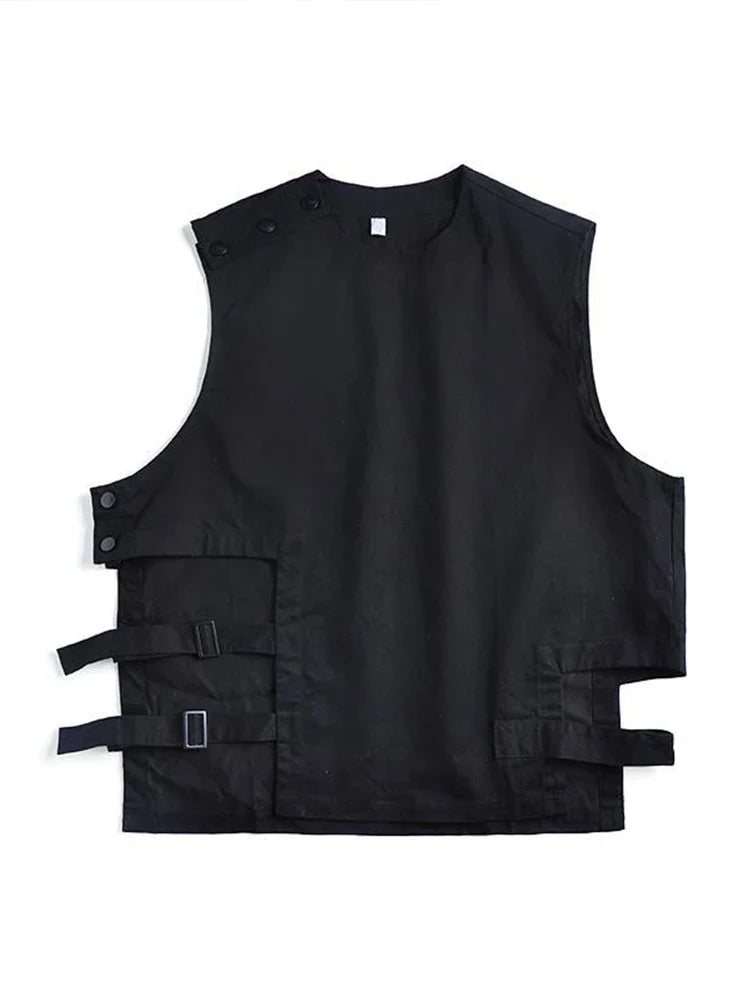 sanyamk  -  Techwear Vest Men's T-shirt with Short Sleeves T-shirts Black Sleeveless Vest Men Coat Summer Streetwear Hip Hop