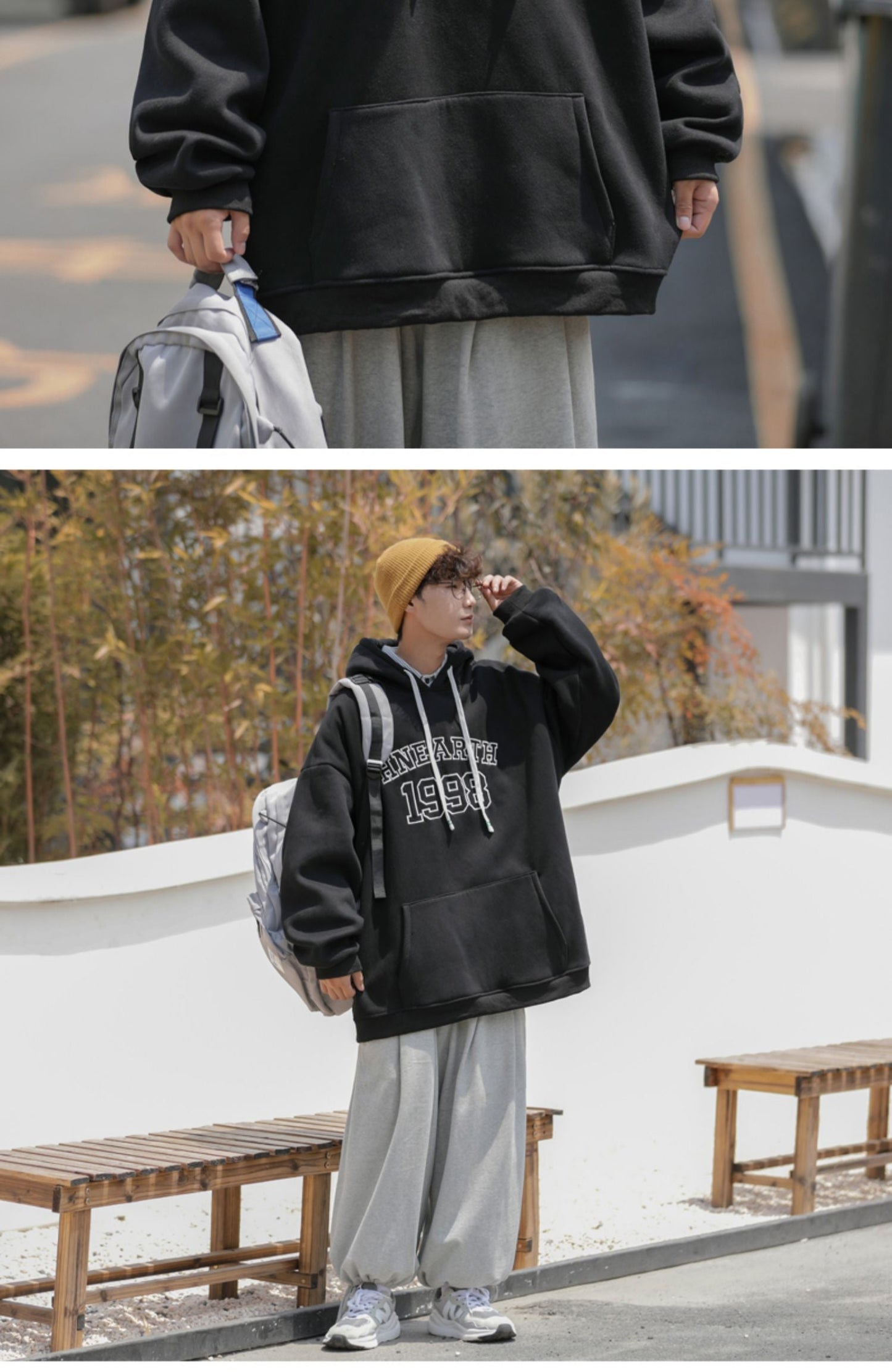 Bonsir Hoodie Men Letter Embroidery Sweatshirts Men's Casual Sports Oversized Cool Hoodies Fashion Hip Hop Streetwear Pullover