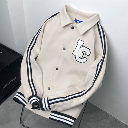 Bonsir Baseball Jackets For Men Cotton Striped Embroidery Turn-down Collar Men's Clothing Spring Harajuku Streetwear Casual Male