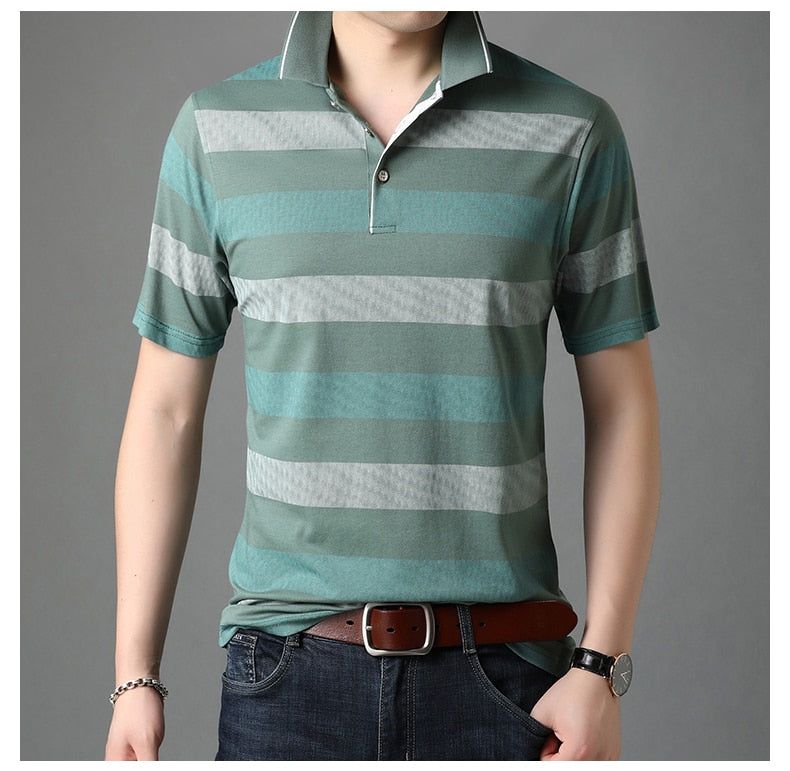 sanyamk 2022 Top Quality New Summer Brand Designer Plain Striped Men Polo Shirt Cotton Short Sleeve Casual Tops Fashions Mens Clothing