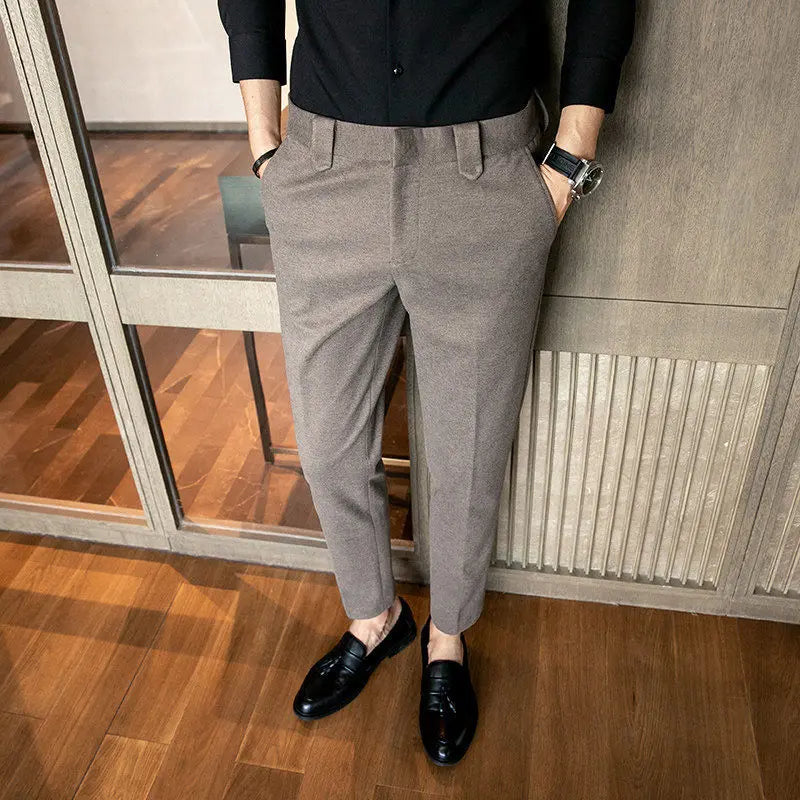 sanyamk Autumn Winter Woolen Business Dress Pants Men High Quality Streetwear Casual Long Trousers Formal Social Suit Pants L72