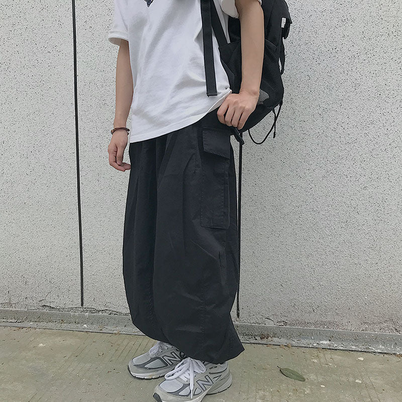 sanyamk Wide-legged pants women's summer Korean version INS Harajuku style hip-hop large pockets loose casual overalls trendy