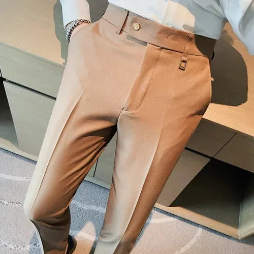 sanyamk British Style Autumn New Solid Color Business Casual Trousers Men's Simple and Versatile Formal Office Pants Straight Suit