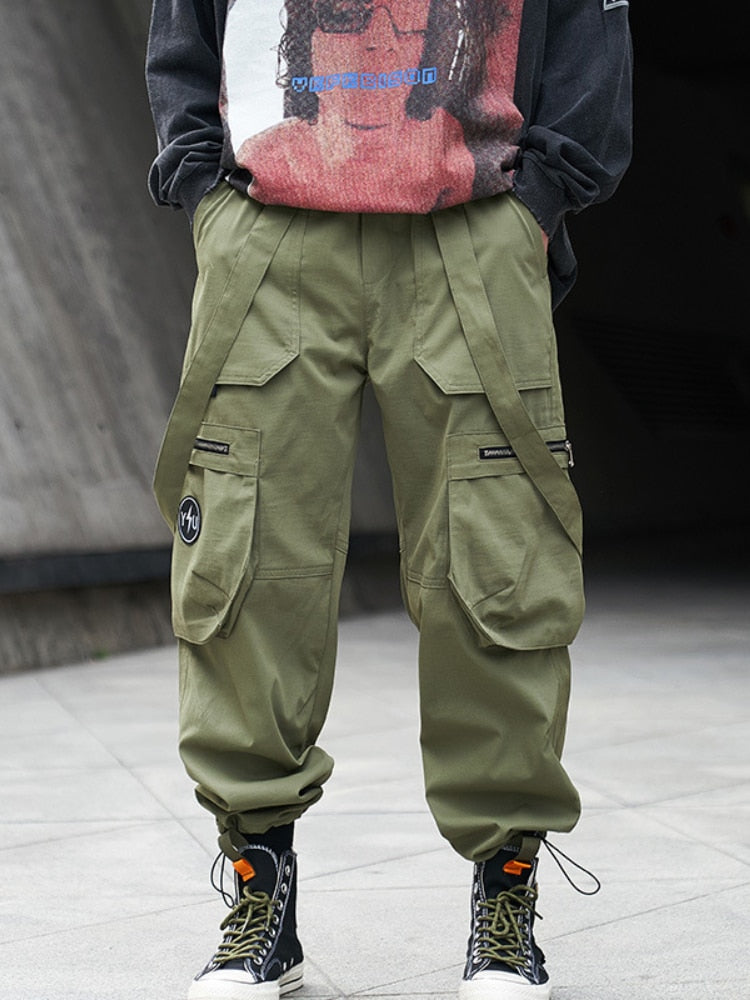 Bonsir Men Cargo Pants Multiple Pockets Casual Pants Streetwear Sweatpant Harajuku Leggings Trousers Hip Hop Overalls Jogger Men Pants