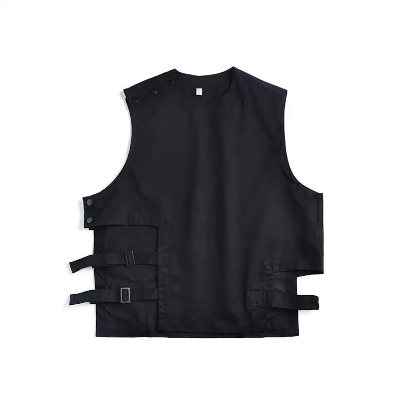 sanyamk  -  Techwear Vest Men's T-shirt with Short Sleeves T-shirts Black Sleeveless Vest Men Coat Summer Streetwear Hip Hop