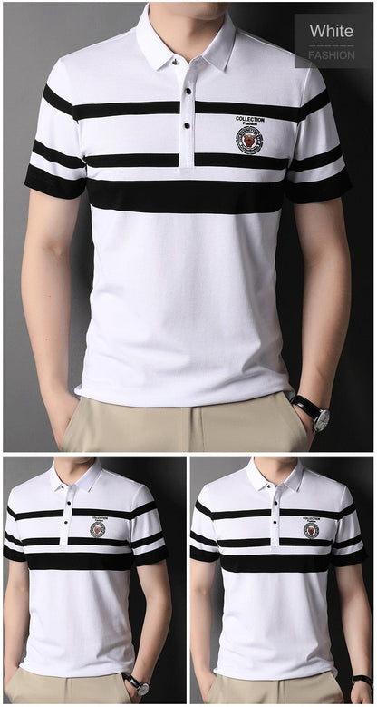 sanyamk Top Grade 95% Cotton Brand Designer Luxury Polo Shirt Men Design Striped Summer Short Sleeve Casual Fashions Mens Clothes 2022