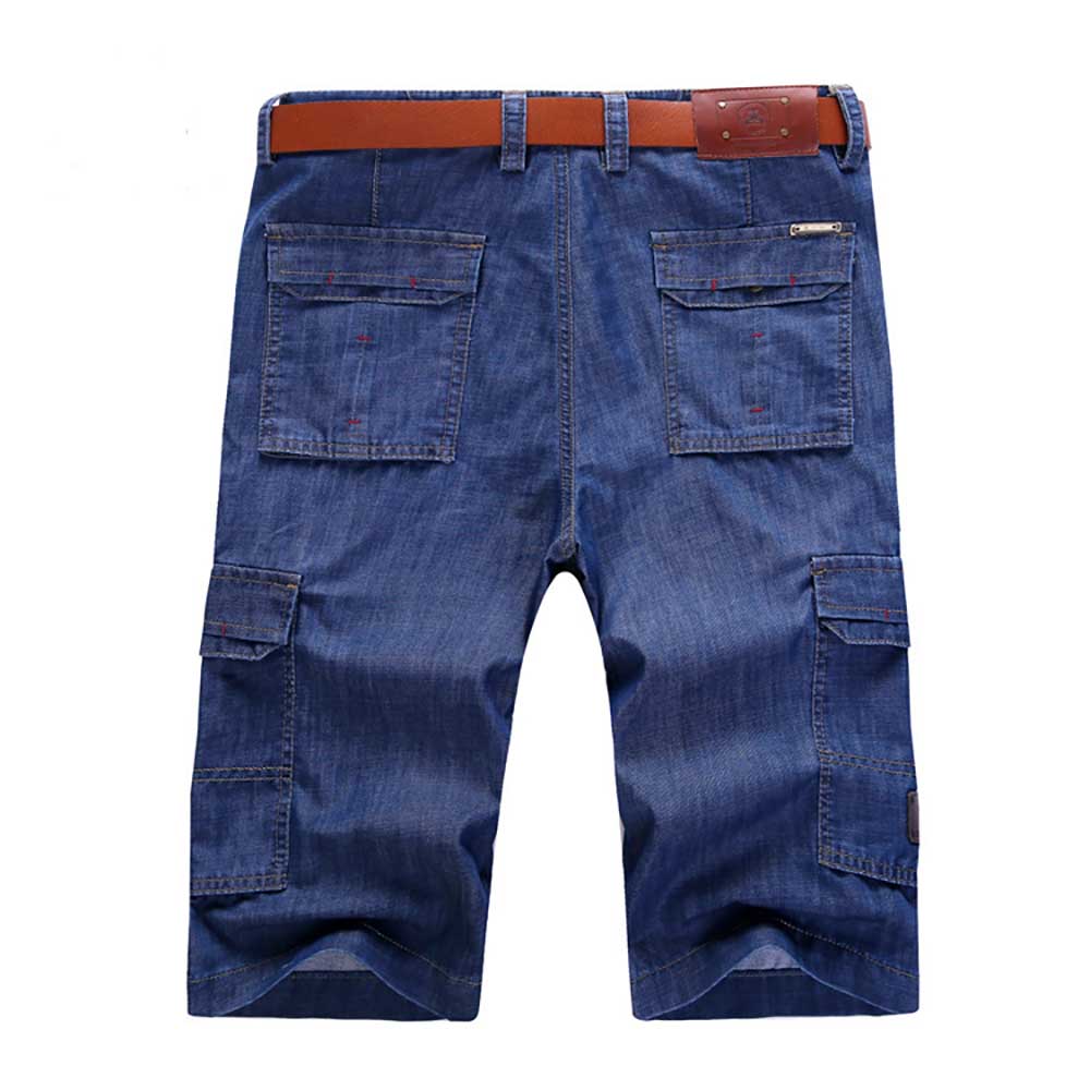 Bonsir Trendy Denim Cargo Shorts Summer Men Casual Loose Baggy Pockets Tactical Denim Short Jeans Streetwear Clothing