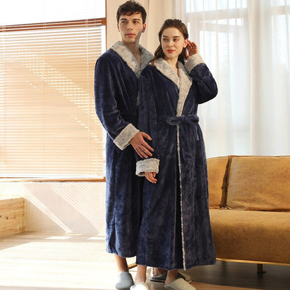 Bonsir Bathrobe Men Robe Kimono Men Robes Bath Men Sleepwear Mens Robes Long Sleeve Nightgown Fall/winter Coral Fleece Couples Home