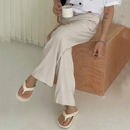 sanyamk -  Men's New Korean Style Business Casual Trousers Suit Pants Solid Zipper Fly Button Loose Straight Ins Trends 2D0122