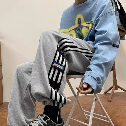 sanyamk Sweatpants For Men Harajuku Cotton Goth Tracksuit Bottoms Trousers Wide Leg Hip-hop Sport Loose Elastic Y2k Male Sweat Pants