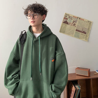 Bonsir Spring Autumn City Boy Hoodie Men's Casual Vintage Tide Brand Loose Hoodie Top Black Navy Blue Green Gray