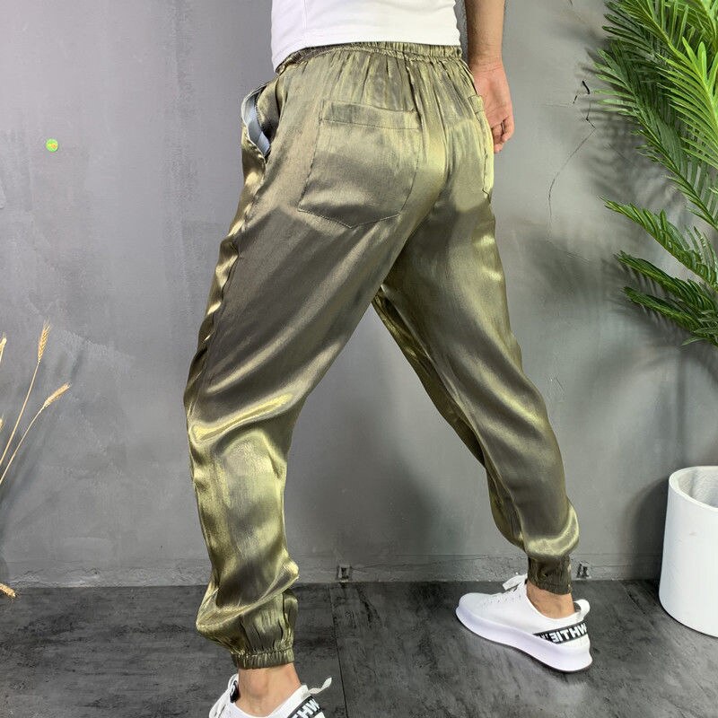 Bonsir Fashion Men's Harem Pants Summer Thin Sweatpants Ins Wind Bright Side Reflective Hip-hop Trousers Streetwear Man Clothiong 5XL