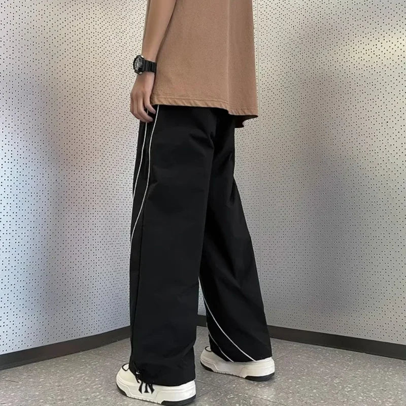 sanyamk Pants Men Chic Autumn Streetwear Full Length Loose Hip Hop Ins Korean Style Holiday Sporty Stylish Simple Pure Cozy Handsome New