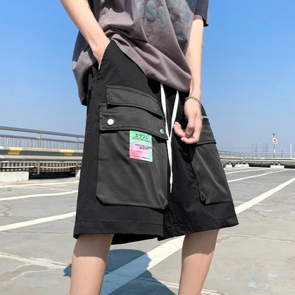 sanyamk  -  Summer Big Pockets Mens Cargo Shorts High Street Streetwear Straight Bermuda Masculina