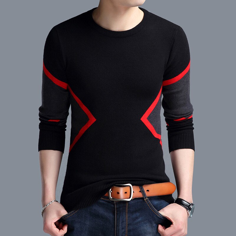 sanyamk Knitted Men's Sweater 2022 Autumn Winter Fashion Brand Clothing Slim Fit Contrast Color Men Pullover Korean Base Shirt Classic