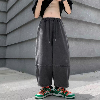 Bonsir Summer Blue/Black Oversized Jeans Men's Fashion Casual Loose Wide Leg Jeans Mens Streetwear Hip Hop Straight Denim Trousers Men