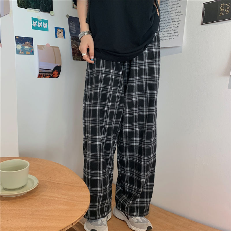 sanyamk Summer/Winter Plaid Pants Men S-3XL Casual Straight Trousers for Male/Female Harajuku Hip-hop Pants