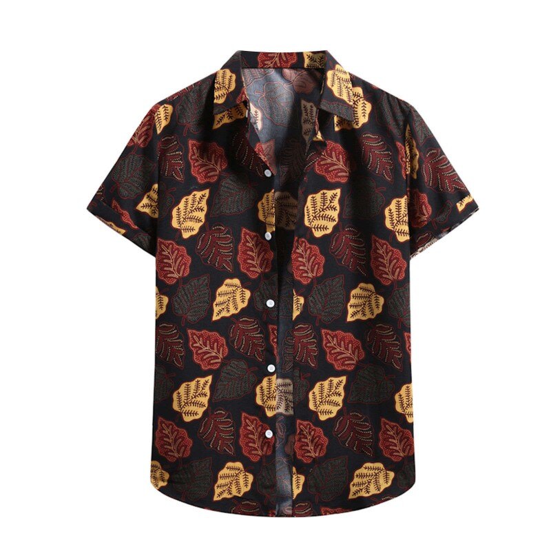 sanyamk Men's Hawaiian Polyester Summer Short Sleeve Shirt Tropical Leaf 3D Pattern Printing Beach Male Shirts Casual Blouse For Men 5xl