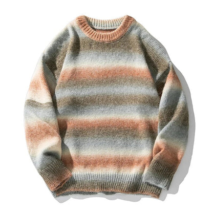 Bonsir Autumn Knitted Sweater Men Color Stripe Jumper Fashion Korean Causal Pullovers Knitwear Clothing Tops Male Female Plus Size