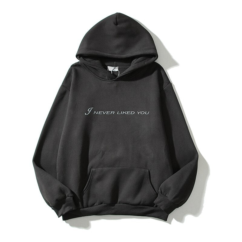 sanyamk I Never Like You Letter Back Pigeon Fleece Kanye Hoodie Retro High Street Pullover Loose Oversized Casual Hooded Sweatshirt