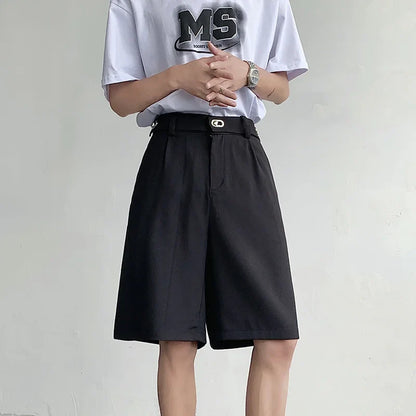 sanyamk   -  Summer Suit Shorts Men Fashion Social Mens Dress Shorts Korean Business Casual Black Shorts Mens Office Formal Shorts M-2XL