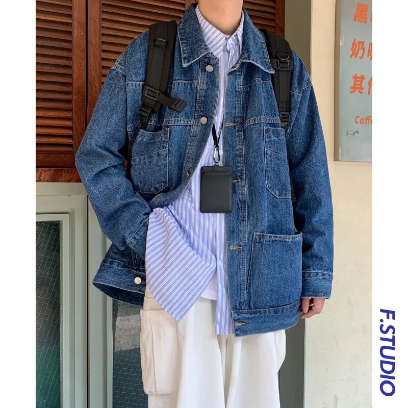 sanyamk New Spring Autumn Men's Denim Jacket Fashion Casual Cotton Jeans Coat Male Brand Classic Lapel Outwear Top Clothes A24